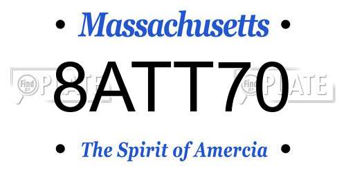 8ATT70 Massachusetts License Plate