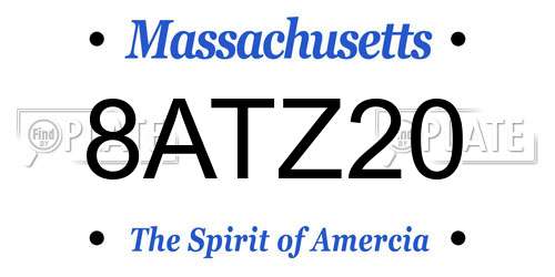 8ATZ20 Massachusetts License Plate