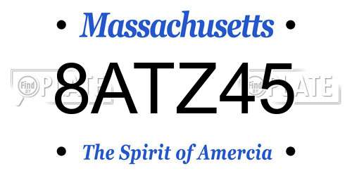 8ATZ45 Massachusetts License Plate