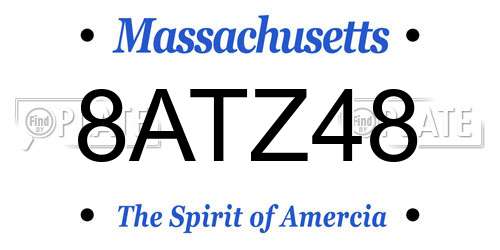 8ATZ48 Massachusetts License Plate