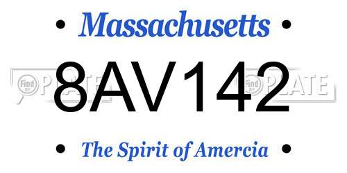 8AV142 Massachusetts License Plate