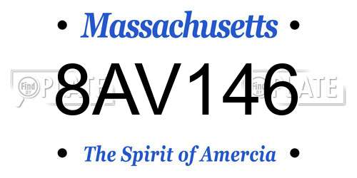 8AV146 Massachusetts License Plate