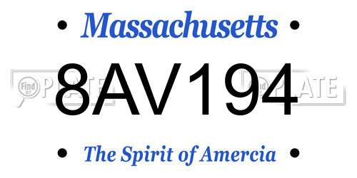 8AV194 Massachusetts License Plate