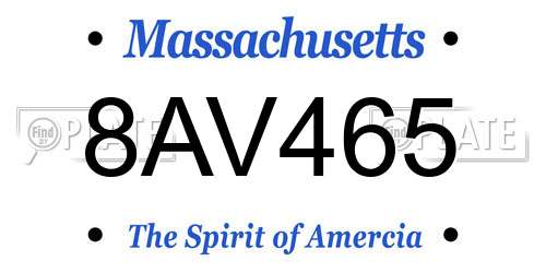 8AV465 Massachusetts License Plate