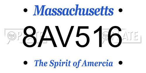 8AV516 Massachusetts License Plate