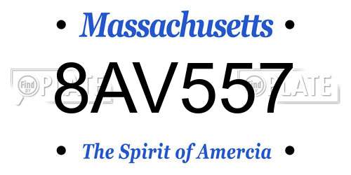 8AV557 Massachusetts License Plate