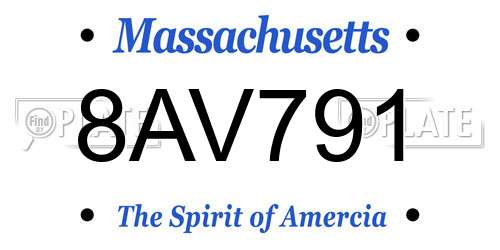 8AV791 Massachusetts License Plate