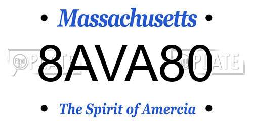 8AVA80 Massachusetts License Plate