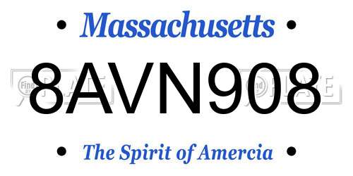 8AVN908 Massachusetts License Plate