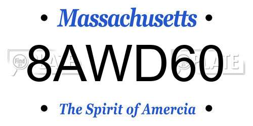 8AWD60 Massachusetts License Plate