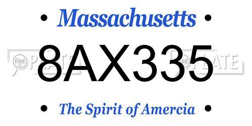8AX335 Massachusetts License Plate