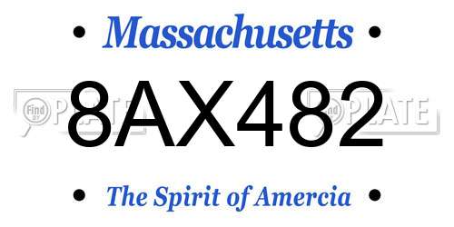 8AX482 Massachusetts License Plate