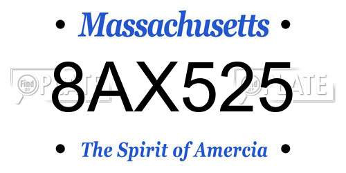 8AX525 Massachusetts License Plate
