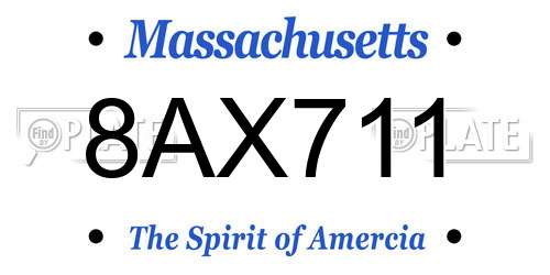 8AX711 Massachusetts License Plate