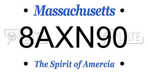 8AXN90 Massachusetts License Plate