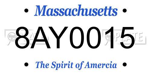 8AY0015 Massachusetts License Plate