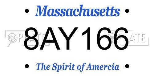 8AY166 Massachusetts License Plate