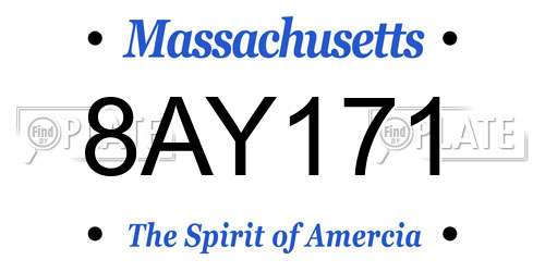 8AY171 Massachusetts License Plate