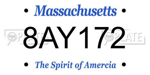 8AY172 Massachusetts License Plate