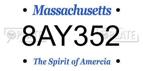 8AY352 Massachusetts License Plate