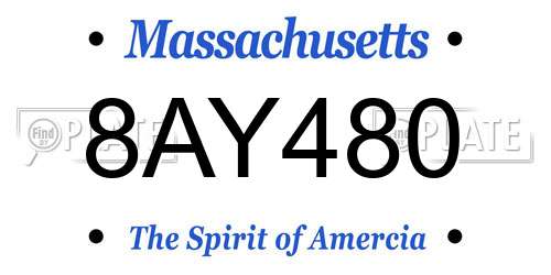 8AY480 Massachusetts License Plate