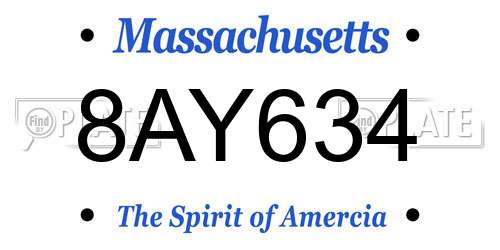 8AY634 Massachusetts License Plate