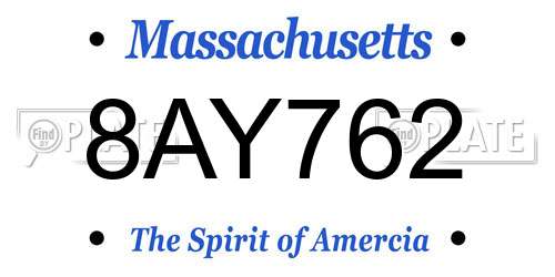 8AY762 Massachusetts License Plate
