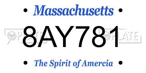 8AY781 Massachusetts License Plate