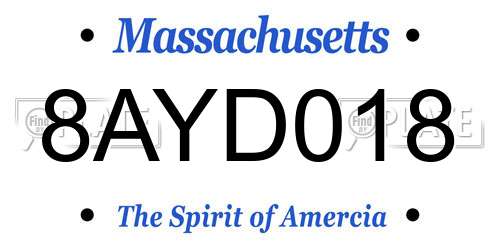 8AYD018 Massachusetts License Plate