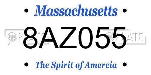 8AZ055 Massachusetts License Plate