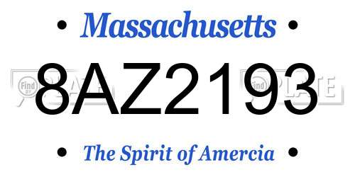 8AZ2193 Massachusetts License Plate