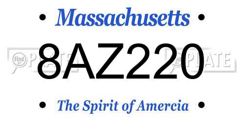 8AZ220 Massachusetts License Plate