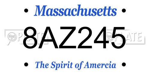 8AZ245 Massachusetts License Plate