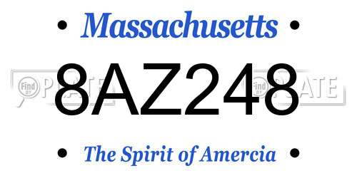 8AZ248 Massachusetts License Plate