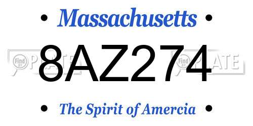 8AZ274 Massachusetts License Plate