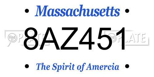 8AZ451 Massachusetts License Plate