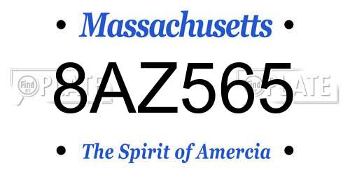 8AZ565 Massachusetts License Plate