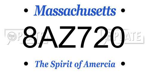 8AZ720 Massachusetts License Plate