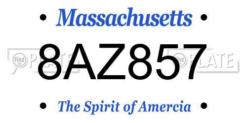 8AZ857 Massachusetts License Plate