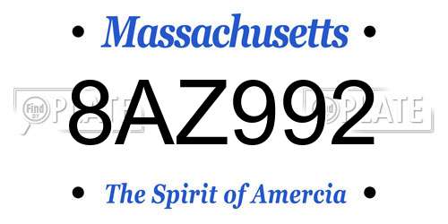 8AZ992 Massachusetts License Plate