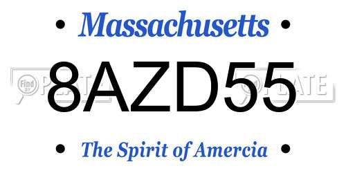 8AZD55 Massachusetts License Plate
