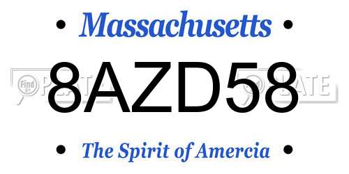 8AZD58 Massachusetts License Plate