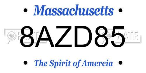 8AZD85 Massachusetts License Plate