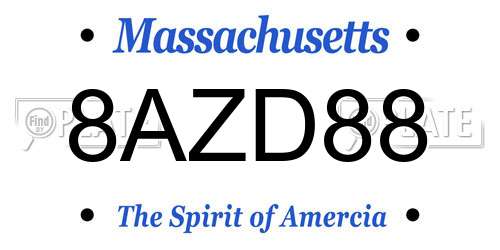 8AZD88 Massachusetts License Plate