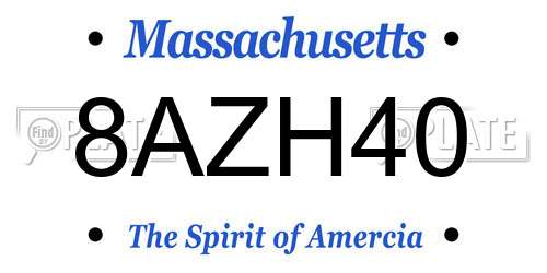 8AZH40 Massachusetts License Plate