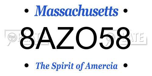 8AZO58 Massachusetts License Plate
