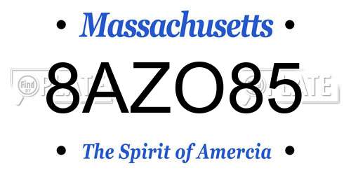 8AZO85 Massachusetts License Plate
