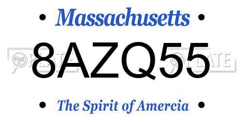 8AZQ55 Massachusetts License Plate