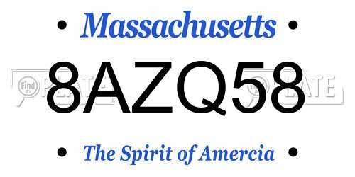 8AZQ58 Massachusetts License Plate