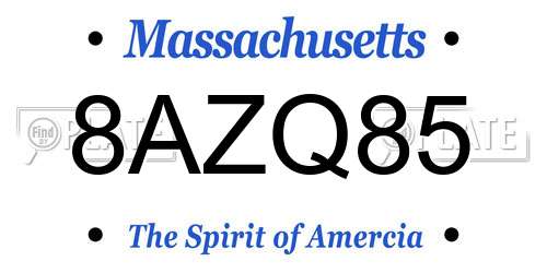 8AZQ85 Massachusetts License Plate